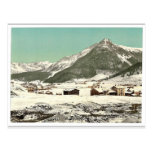 Davos, Dorfli and Seehorn, in winter, Grisons, Swi Postcard
