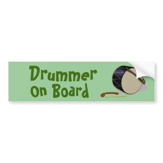 Green Davul Tupan Drummer on Board Bumper Sticker
