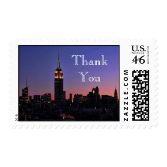 Dawn: Empire State Building in Pink Thank You Postage Stamps
