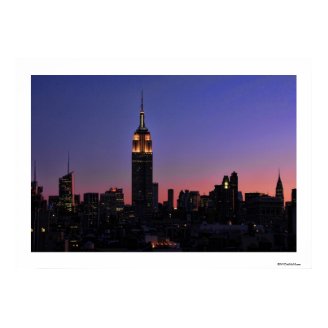 Dawn: Empire State Building still lit up Pink 03 Print