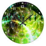 Dawn of Time – Lime & Gold Emerge Abstract Round Clock