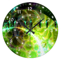 Dawn of Time – Lime & Gold Emerge Abstract wall clocks