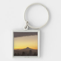 Dawn sky over Portland and Mt. Hood, Oregon Key Chains