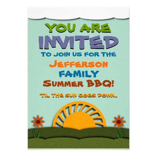 Day and Night Summer BBQ / Reunion Invitations (front side)