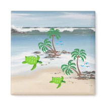 day at the beach-seaturtles - 1 magnets