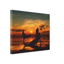 Day Break Mermaid Wrapped Canvas Stretched Canvas Print