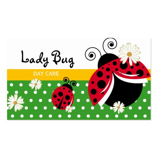 Day Care Business Card Cute Polka Dot Lady Bug (front side)