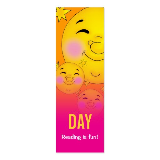 Day  & Night - Reading is fun! bookmark Business Card (front side)