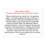 Day of Silence Speaking Cards- Dual Sided Business Card Templates