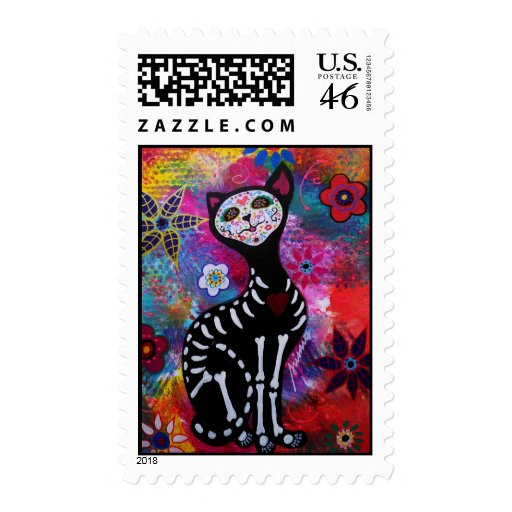 Day of the Dead Cat Stamp