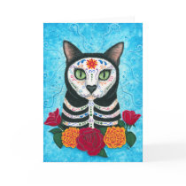 Day of the Dead Cat Sugar Skull Art Card