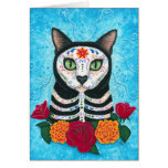 Day of the Dead Cat Sugar Skull Art Card cards