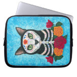 Day of the Dead Cat, Sugar Skull Cat Laptop Sleeve laptop sleeves