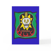 Day of the Dead Guitar Skul Blue w/Green cards by jomodad Day of the Dead Guitar Skul Blue w/Green cards