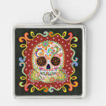 Day of the Dead Keychain Sugar Skull Art