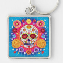 Day of the Dead Keychain Sugar Skull Art