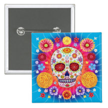 Day of the Dead Pin Button