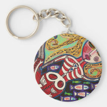 Day Of The Dead Red Skeleton Mermaid Keychain