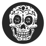 Day Of The Dead Skull 2 Round Stickers