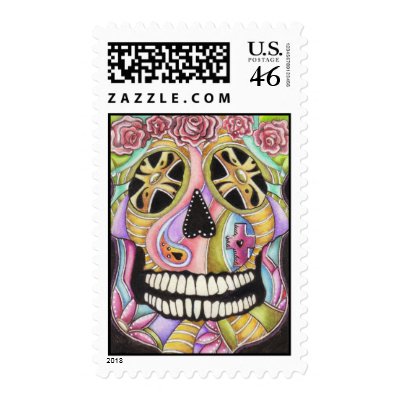 Day of the Dead Skull Stamp by DawnyBelle