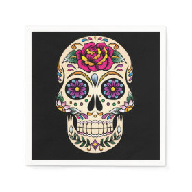Day of the Dead Skull with Rose Paper Napkin