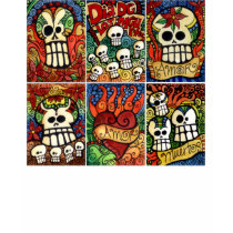 Day of the Dead Skulls / Flaming Heart Shirt