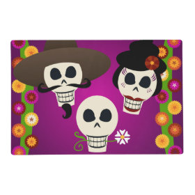 Day Of The Dead Skulls Laminated Place Mat