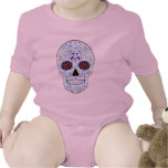 Day of the Dead Sugar Skull - Baby Blue Fractal Tee Shirt