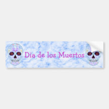 Day of the Dead Sugar Skull - Baby Blue & Multi Bumper Stickers