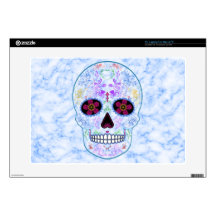 Day of the Dead Sugar Skull - Baby Blue & Multi 15" Laptop Decals
