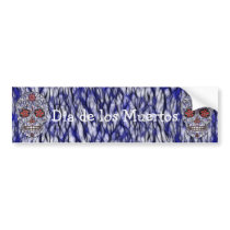 Day of the Dead Sugar Skull - Blue & Red Bumper Sticker