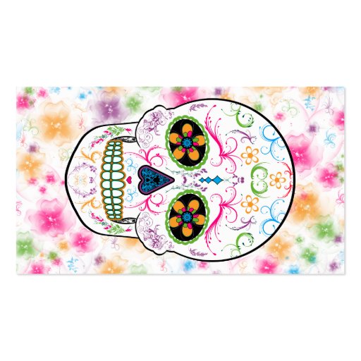 Day of the Dead Sugar Skull - Bright Multi Color Business Card (back side)