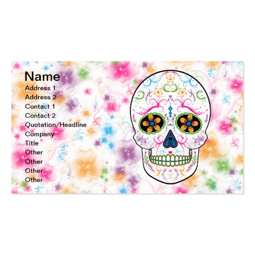 Day of the Dead Sugar Skull - Bright Multi Color Business Card (front side)