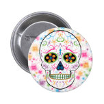Day of the Dead Sugar Skull - Bright Multi Color Pinback Buttons