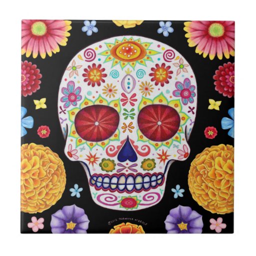 Day Of The Dead Sugar Skull Ceramic Tile 