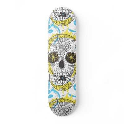 Day of The Dead Sugar Skull Comic Tattoo Design Skate Board Decks by sk8bord