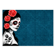 Day of the Dead Sugar Skull Girl - blue Business Card