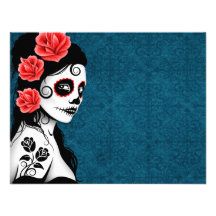 Day of the Dead Sugar Skull Girl - blue Invitations