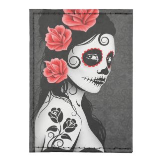 Day of the Dead Sugar Skull Girl – Gray Tyvek® Card Case Wallet