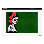 Day of the Dead Sugar Skull Girl - green 15" Laptop Decal