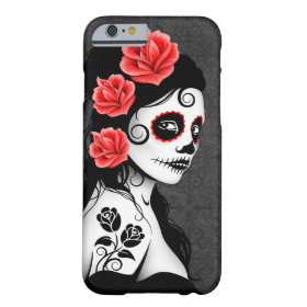 Day of the Dead Sugar Skull Girl - grey Barely There iPhone 6 Case