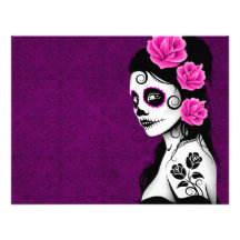 Day of the Dead Sugar Skull Girl - purple Personalized Invite