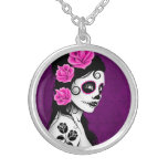 Day of the Dead Sugar Skull Girl - purple Pendants
