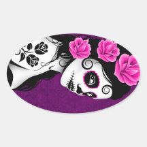 Day of the Dead Sugar Skull Girl - purple Sticker
