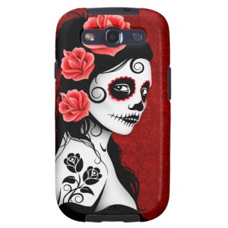 Day of the Dead Sugar Skull Girl - red