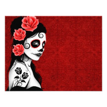 Day of the Dead Sugar Skull Girl - red Invitations