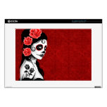 Day of the Dead Sugar Skull Girl - red Decals For Laptops