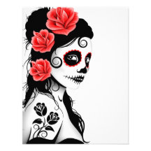 Day of the Dead Sugar Skull Girl - white Personalized Invitation