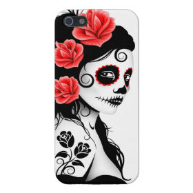 Day of the Dead Sugar Skull Girl - white Case For iPhone 5