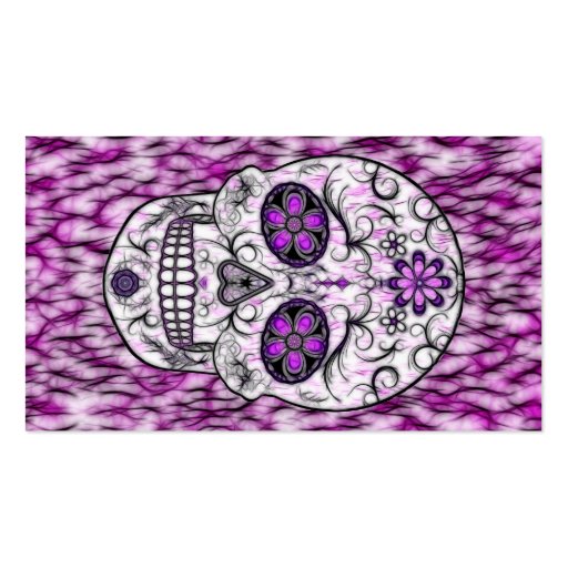 Day of the Dead Sugar Skull - Pink & Purple 1.0 Business Card (back side)